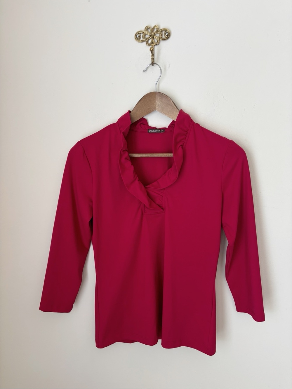 J. McLaughlin Red Durham Ruffle Pullover Top XS